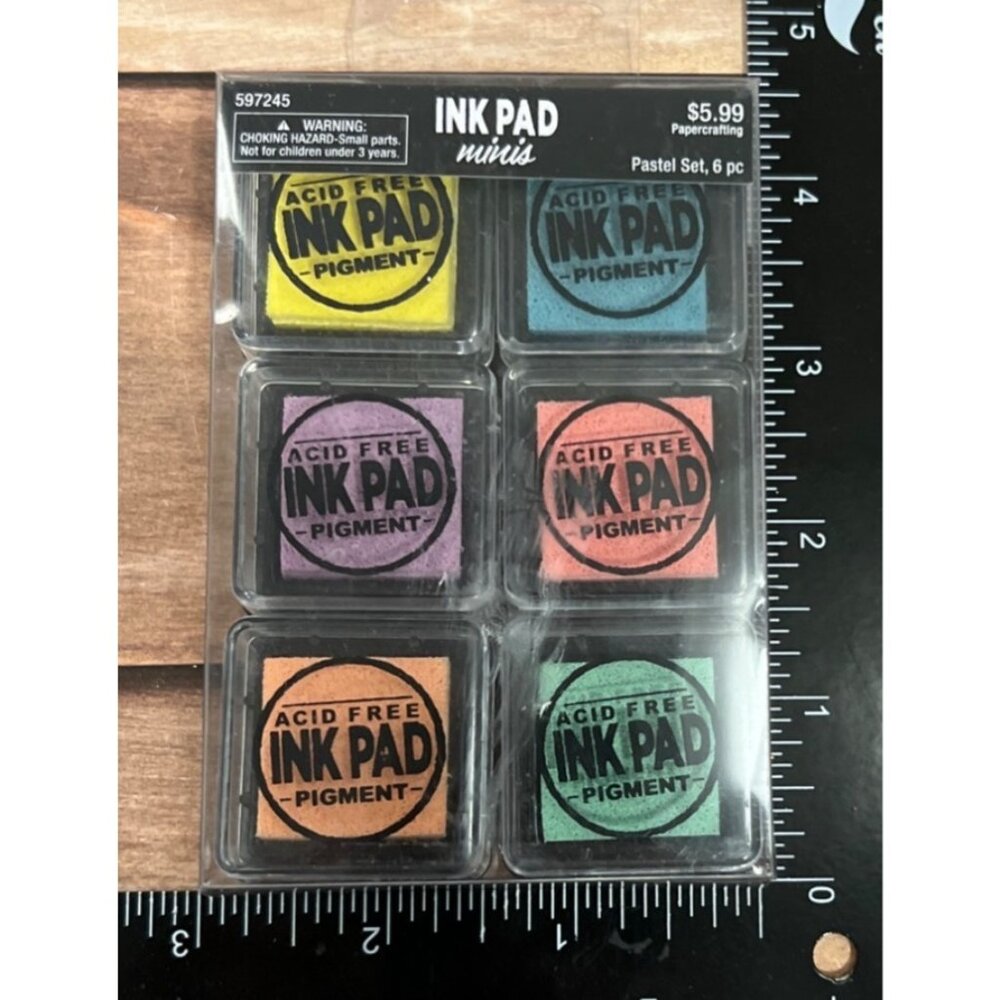 Stampabilities Mini Ink Pad Set Acid Free Pigment In Pastel Colors - 6 Piece Col